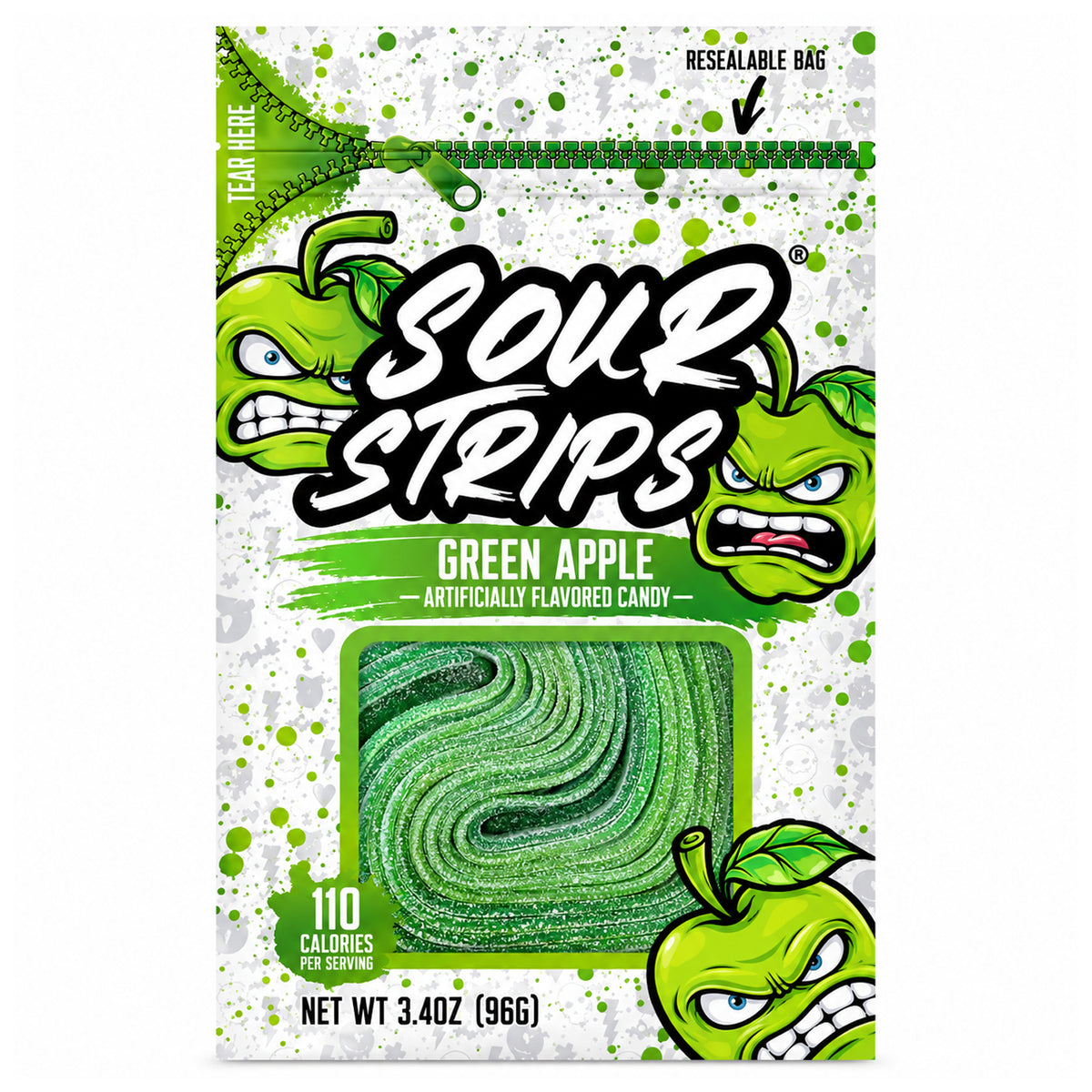Sour Strips Green Apple 3.4oz Peg