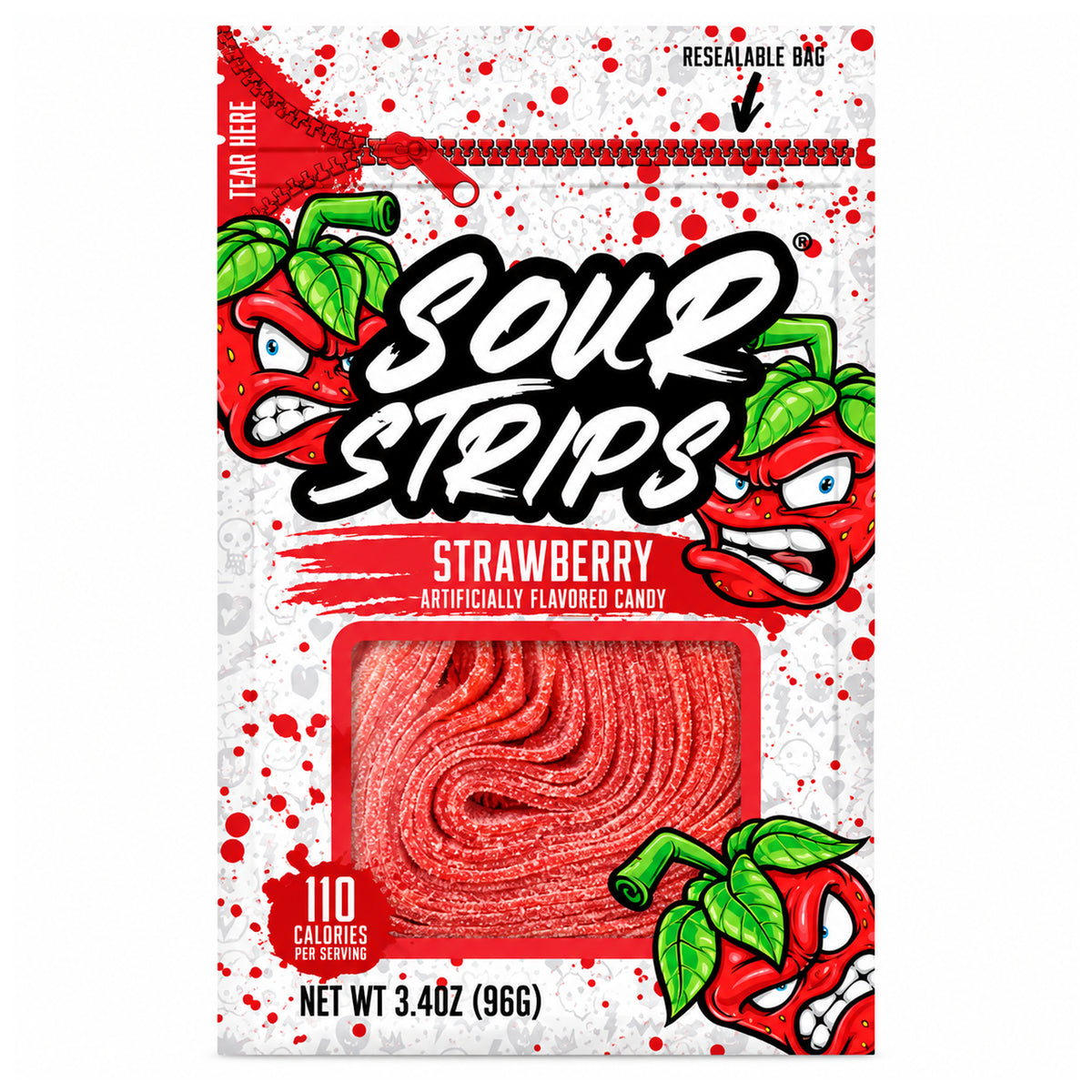 Sour Strips Strawberry 3.4oz Peg