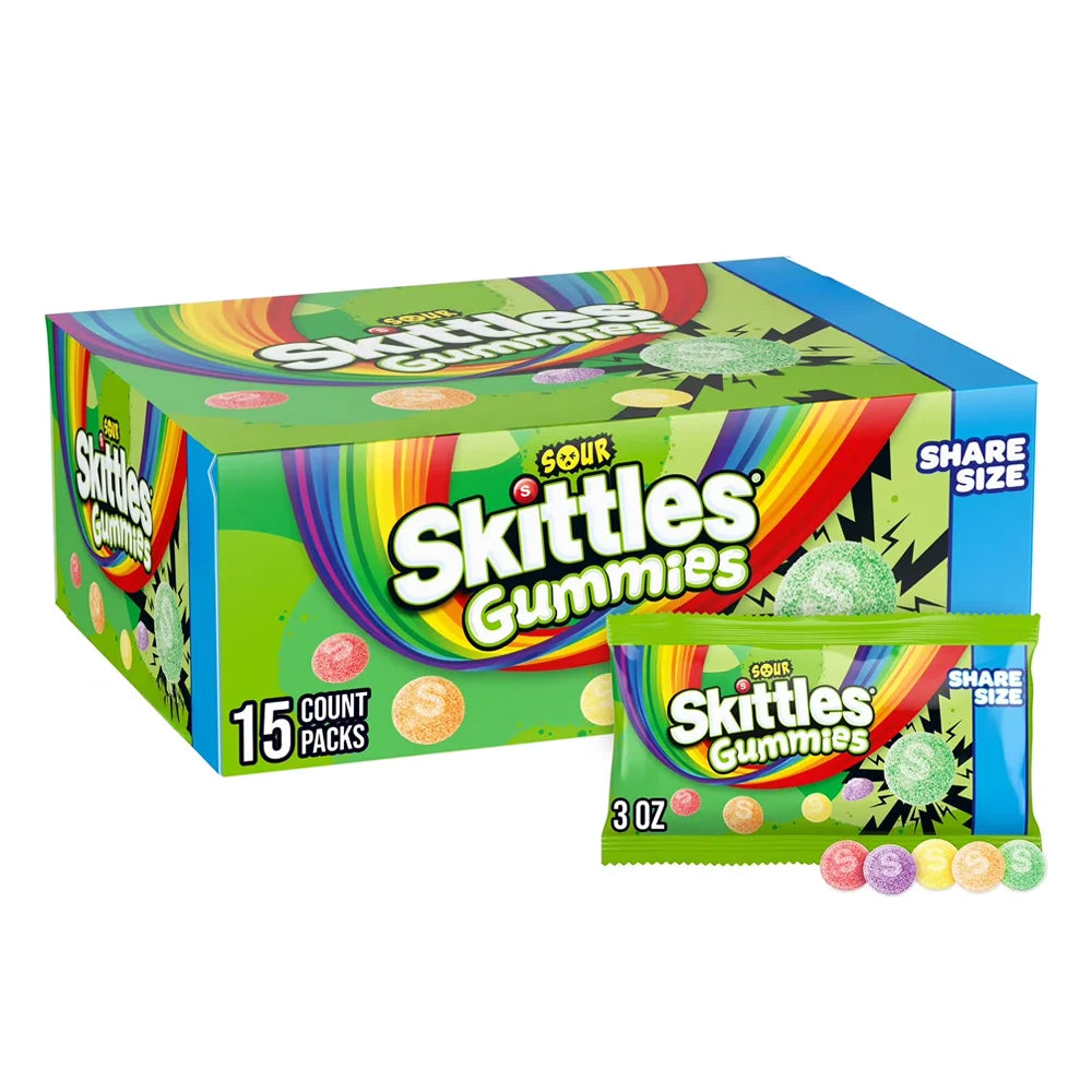 Skittles Gummies Sour 3oz - 15ct