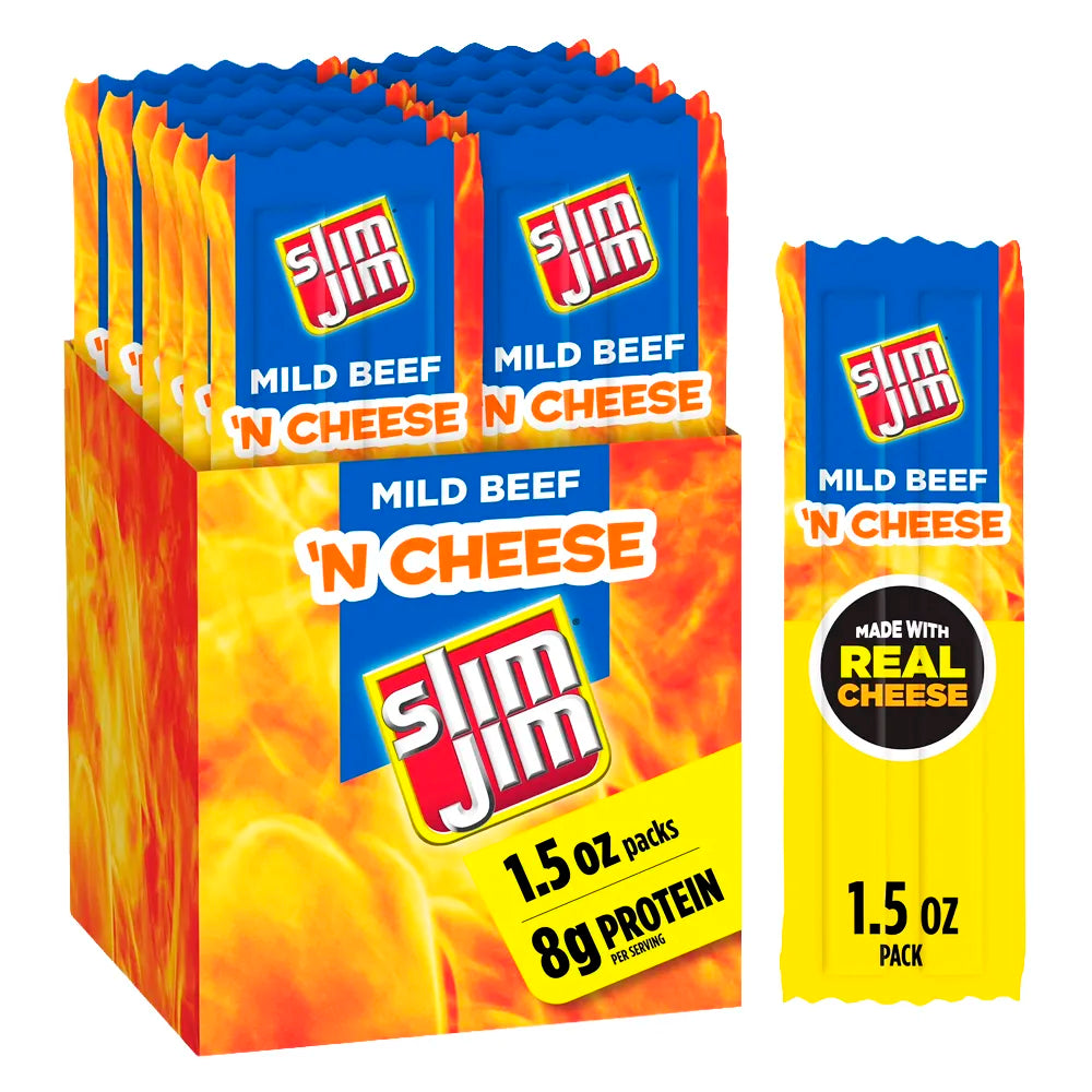 Slim Jim Beef & Cheese 1.5oz - 18ct