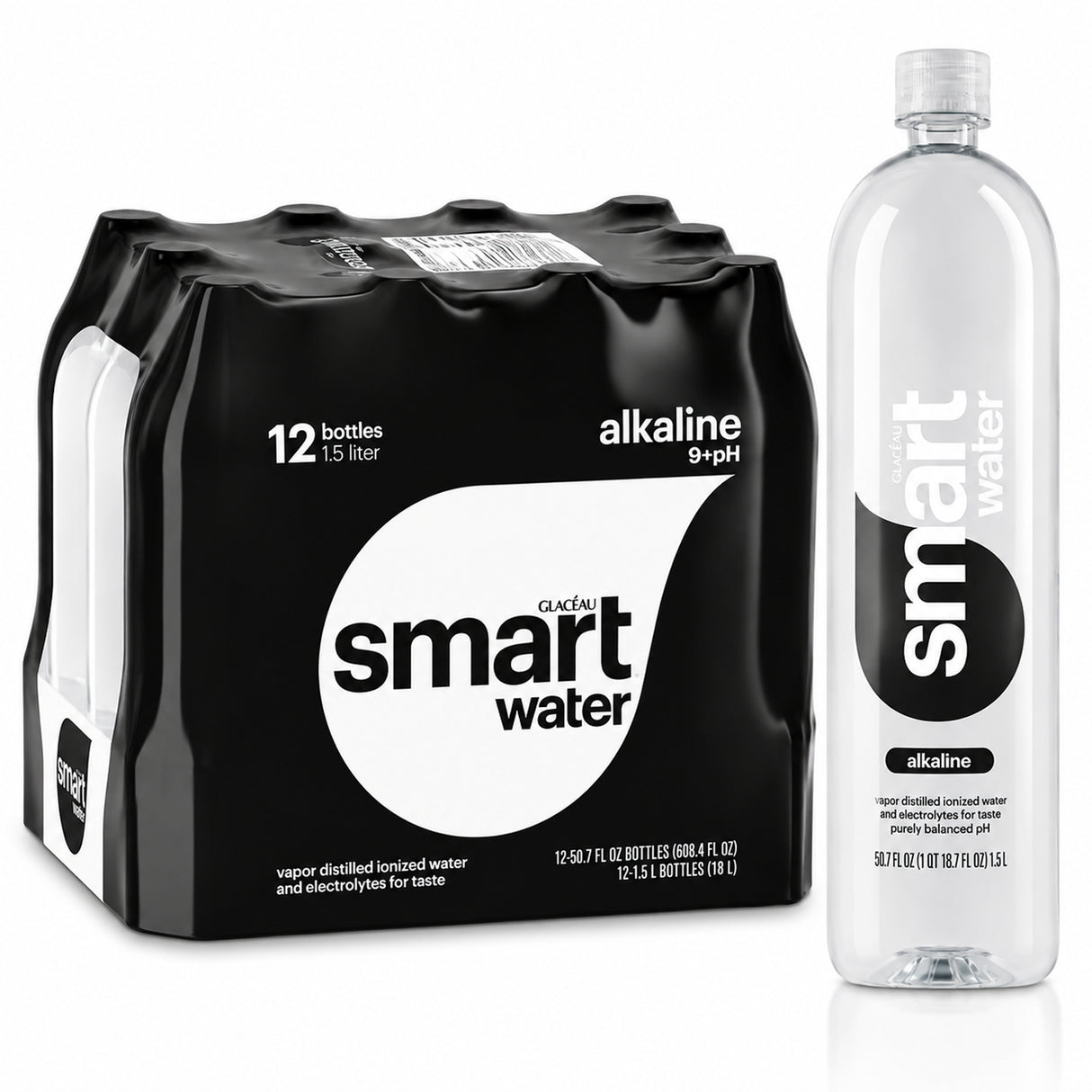 Smartwater Alkaline with Antioxidant Water Bottles 1.5 Liter - 12ct