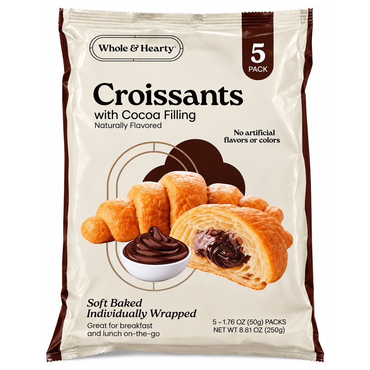 Whole & Hearty Cocoa Flavor Filling Croissants 1.76oz - 5ct