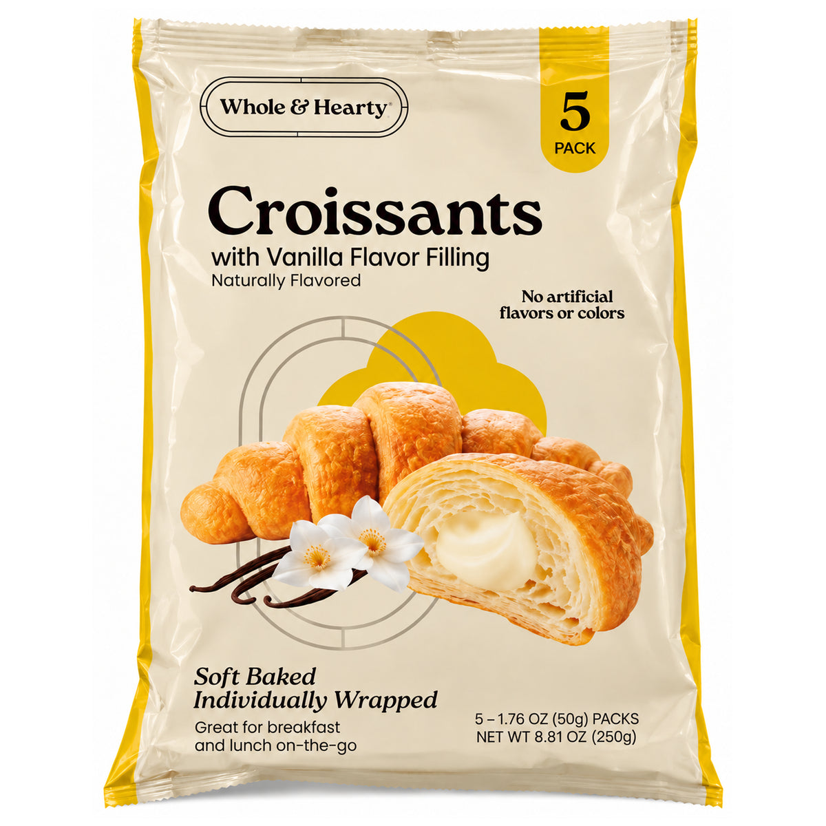 Whole & Hearty Vanilla Flavor Filling Croissants 1.76oz - 5ct