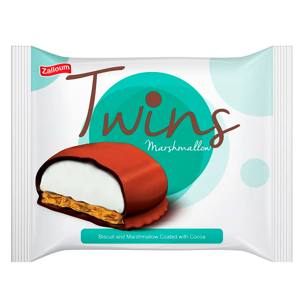 Zalloum Twins Cake Pie Biscuit with Marshmallow Coated with Cocoa - 24ct
