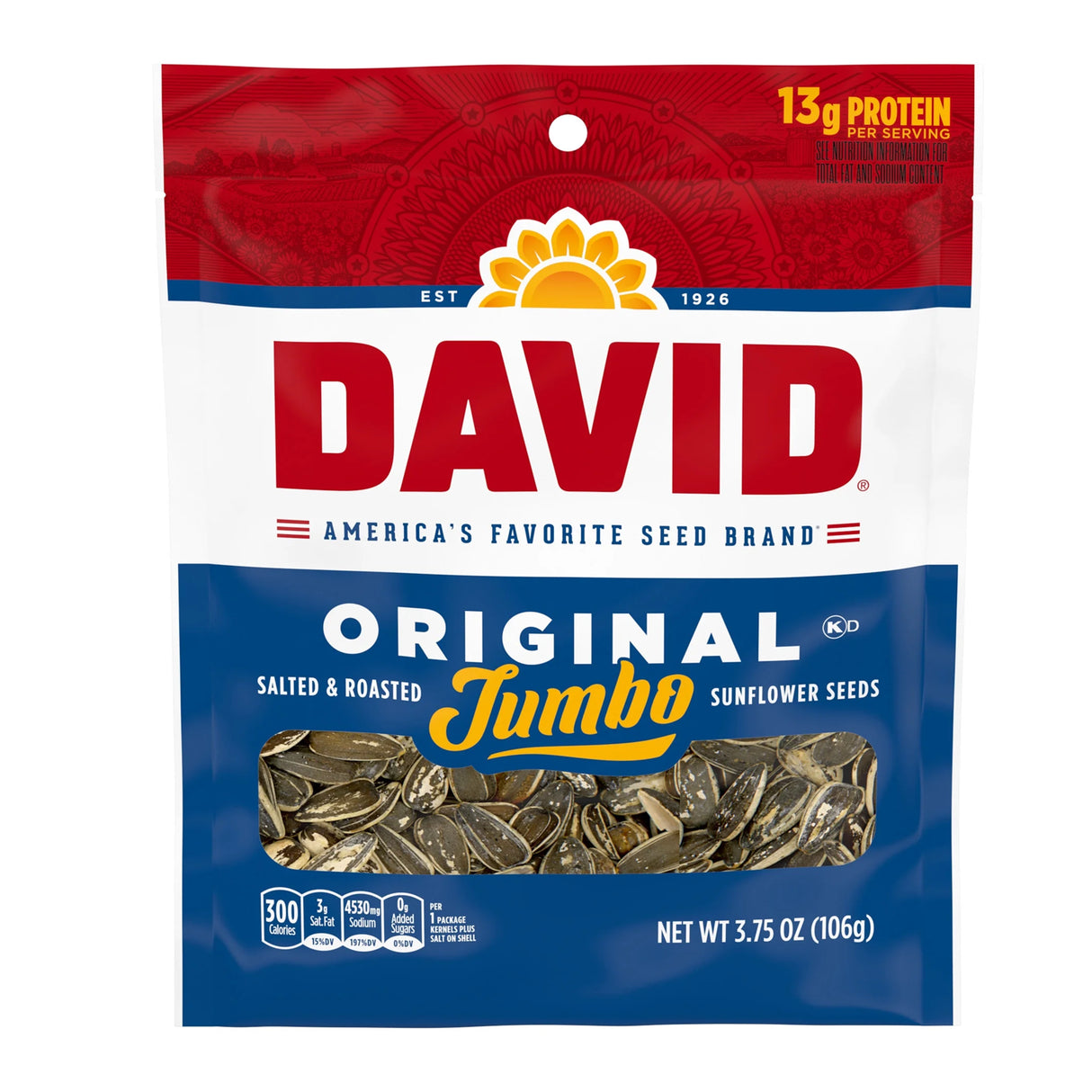 David Original Jumbo Sunflower Seeds 3.75oz Peg