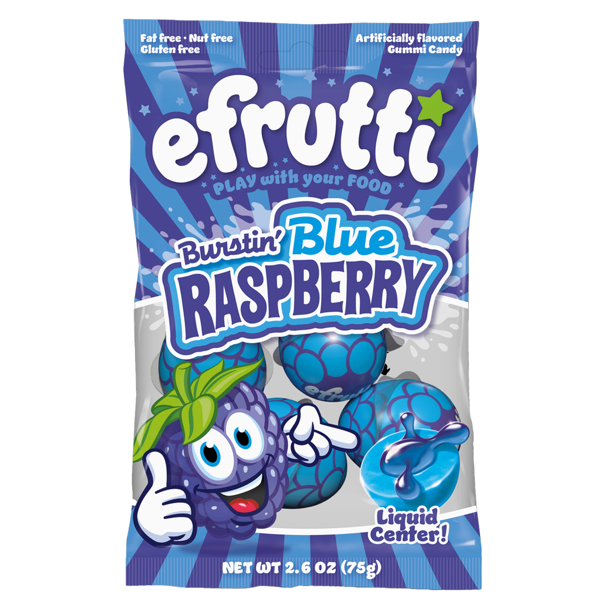 Efrutti Burstin' Blue Raspberry Gummies 2.6oz - Peg