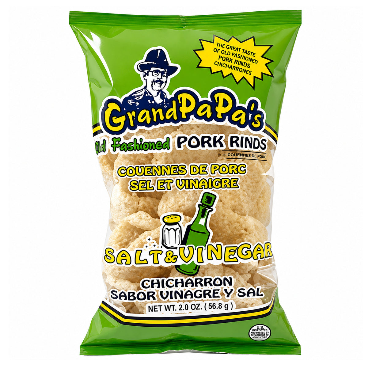 Grandpapa's Salt & Vinegar Pork Rinds 2oz Single