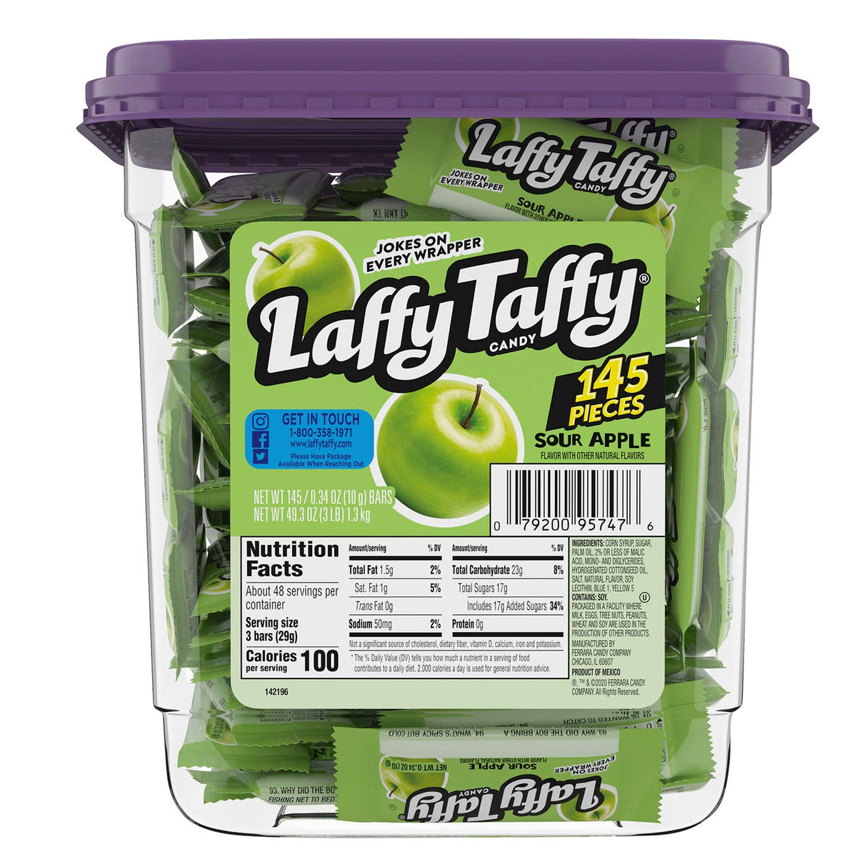 Laffy Taffy Sour Apple Jar - 145ct