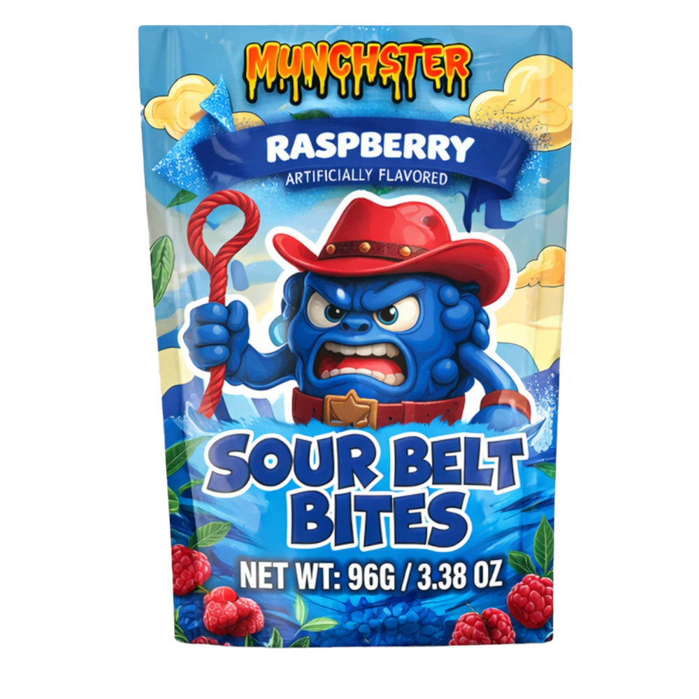 Munchster Raspberry Sour Belt Bites 3.38oz