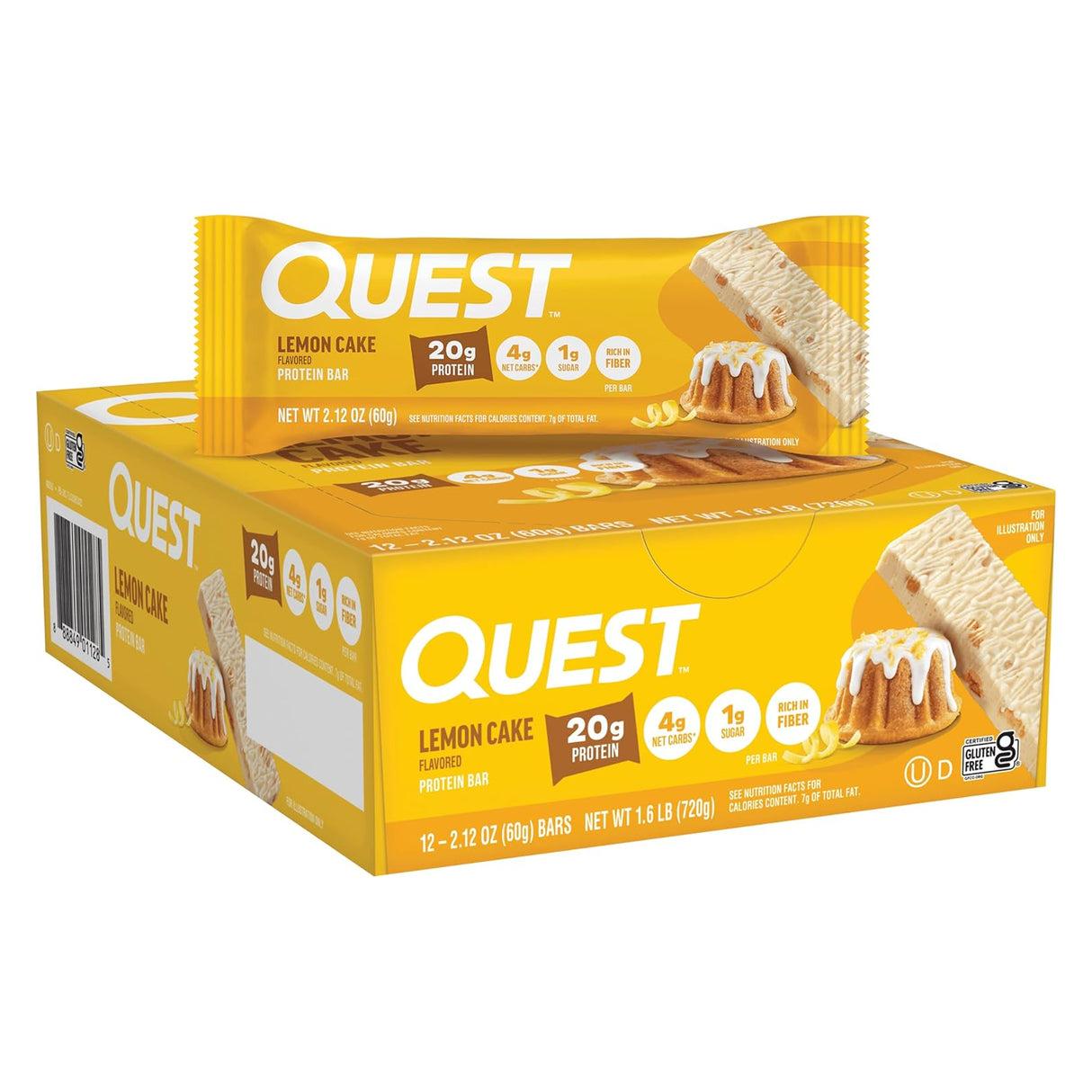 Quest Lemon Cake Protein Bar 2.12oz - 12ct