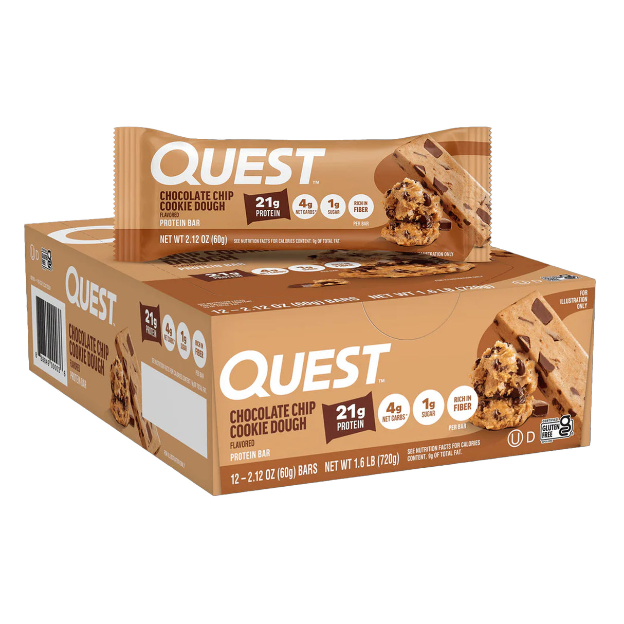 Quest Original Chocolate Chip Cookie Dough Protein Bar 2.12oz - 12ct